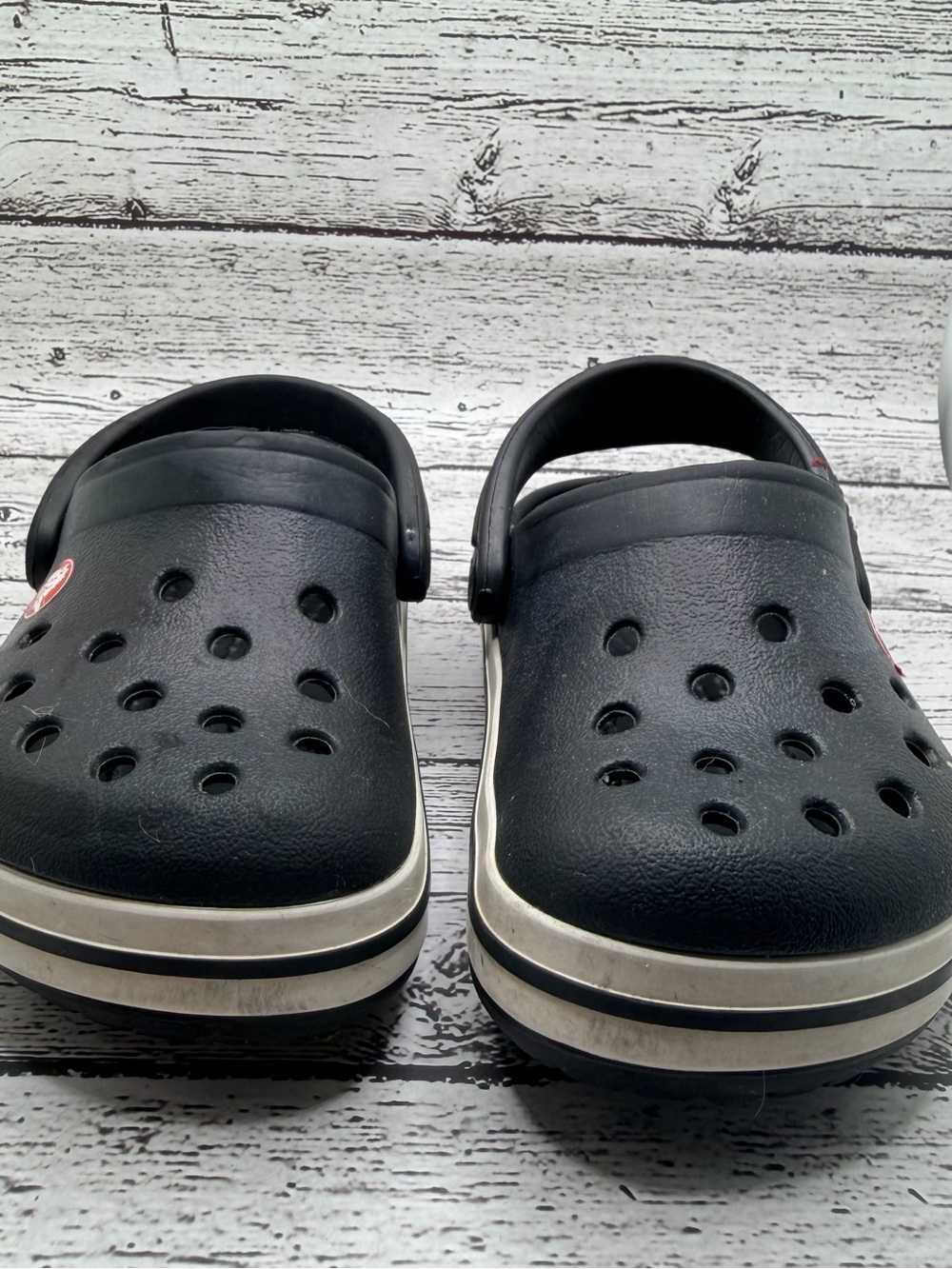 CROCS Kids Black Slip-On Clogs with Heel Strap C7